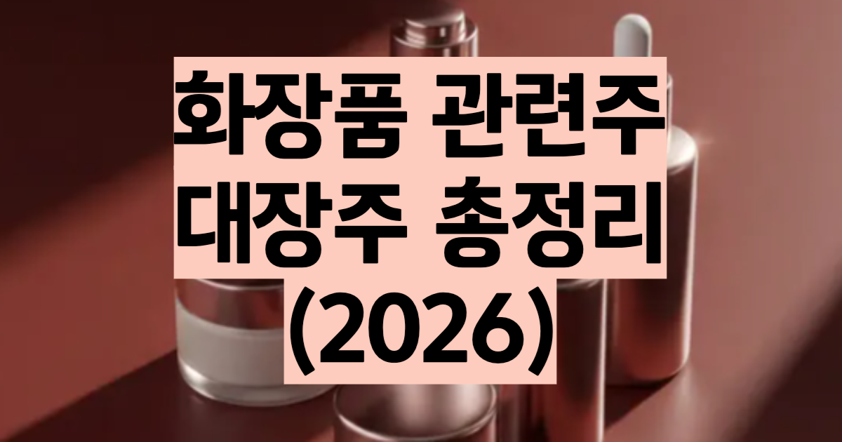화장품 관련주 총정리 2026 K뷰티 대장주 5종목 비교